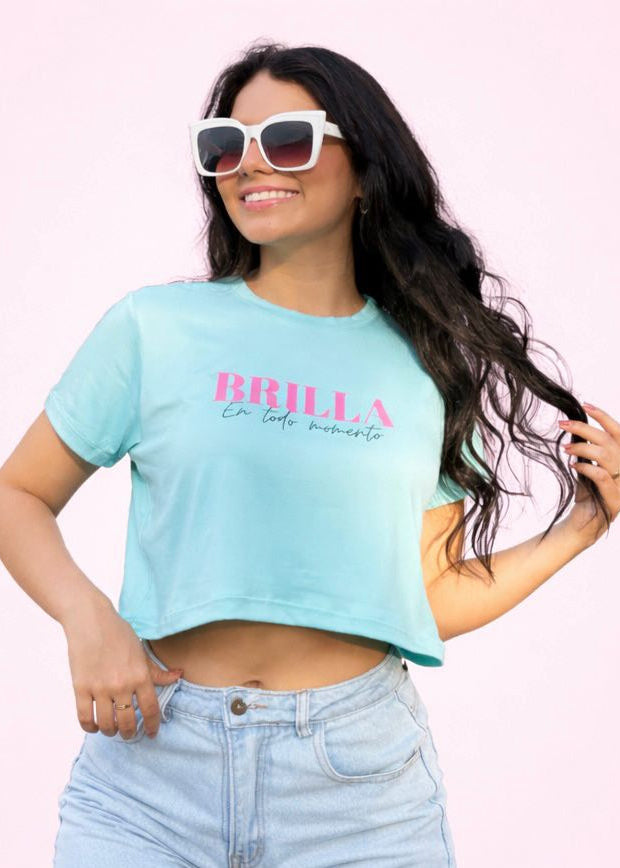 Camiseta Corta Celeste Brilla