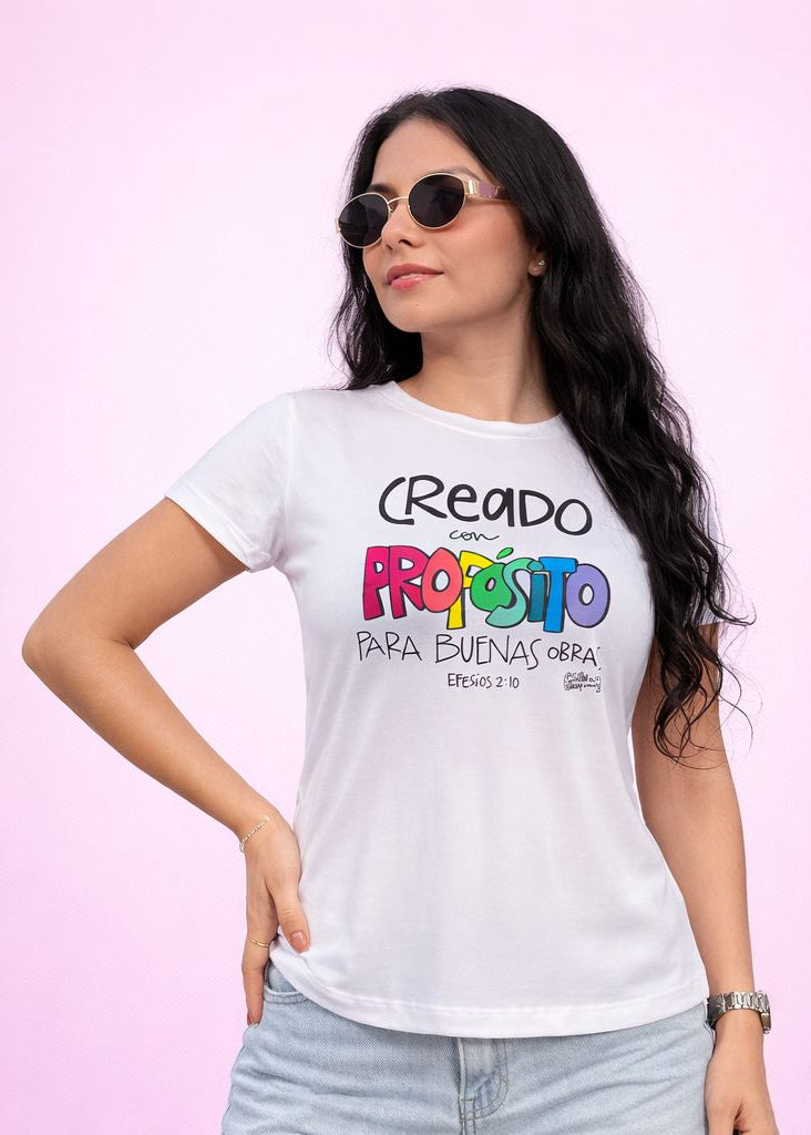 Camiseta Larga Blanca - Creado Con Propósito