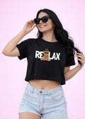 Camiseta Negra Corta - Just Relax Oso