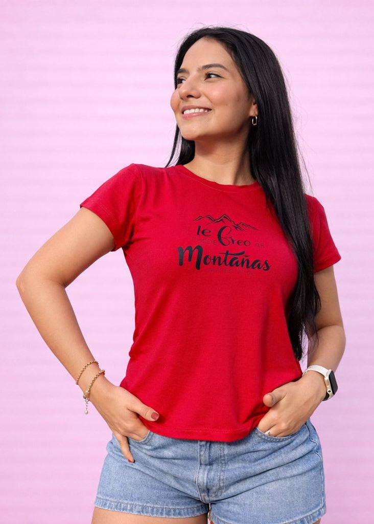 Camiseta Roja Larga - La Fe Mueve Montañas