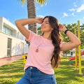 Camiseta Larga Rosa- Flor