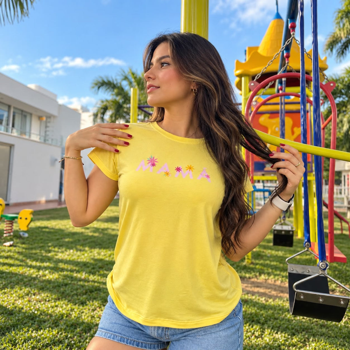 Camiseta Amarilla Larga-Mamá