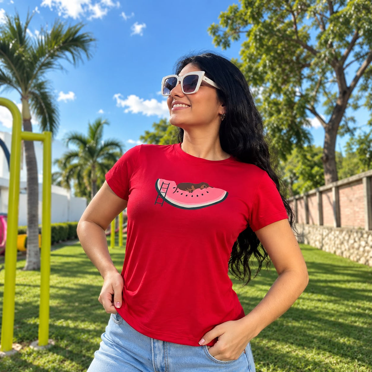 Camiseta Roja Larga- Zandia