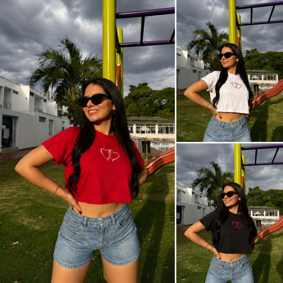 camiseta corta-Doble Corazon